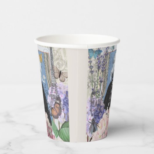 ブルーエレガントウーマンフローラファンシーガウン 紙コップ (右)