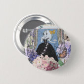 ブルーエレガントウーマンフローラファンシーガウン 缶バッジ (正面&裏面)