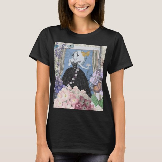 ブルーエレガントウーマンフローラファンシーガウン Tシャツ (正面)