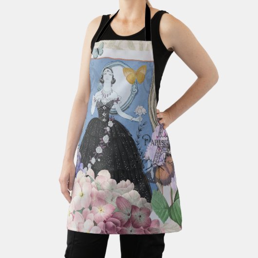 ブルーエレガントウーマン フローラルファンシーガウン エプロン (インサイチュ)