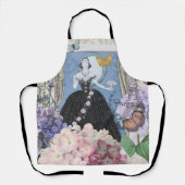 ブルーエレガントウーマン フローラルファンシーガウン エプロン (正面)