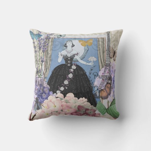 ブルーエレガントウーマン フローラルファンシーガウン クッション (裏面)