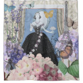 ブルーエレガントウーマン フローラルファンシーガウン シャワーカーテン (正面)