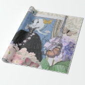 ブルーエレガントウーマン フローラルファンシーガウン ラッピングペーパー (アンロールド)