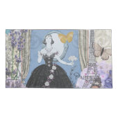 ブルーエレガントウーマン フローラルファンシーガウン 枕カバー (裏面-左)