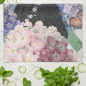 ブルーエレガントウーマン フローラル ファンシー ガウン キッチンタオル (折り畳み)