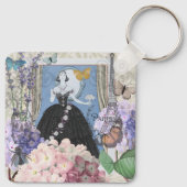 ブルーエレガントウーマン フローラル ファンシー ガウン キーホルダー (裏面)
