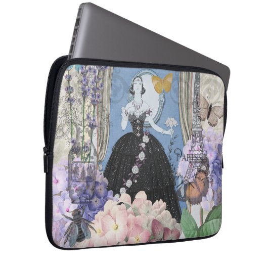 ブルーエレガントウーマン フローラル ファンシー ガウン ラップトップスリーブ (正面右)