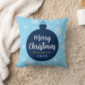 ブルーエレガントオーナメントスノーフレークメリークリスマス クッション (ブランケット)