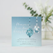 ブルーエレガントオーナメントダマスククリスマスパーティー 招待状 (スタンド正面)