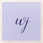 ブルーエレガントカスタムレタリングイニシャル ガラスコースター (正面)