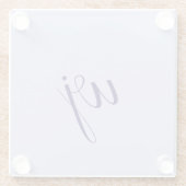 ブルーエレガントカスタムレタリングイニシャル ガラスコースター (裏面)