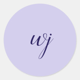 ブルーエレガントカスタムレタリングイニシャル ラウンドシール