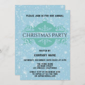 ブルーエレガントカンパニーホリデークリスマスパーティー雪 招待状 (正面/裏面)