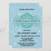 ブルーエレガントカンパニーホリデークリスマスパーティー雪 招待状 (正面/裏面)