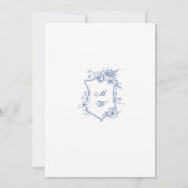 ブルーエレガントガフランスのーデンフローラ結婚ズ セーブザデート (裏面)