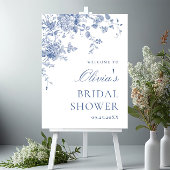 ブルーエレガントガーデンフランスのウェルカムブライダルシャワー ポスター