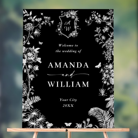 ブルーエレガントガーデンフランスのフローラ結婚ズ歓迎 アクリルサイン (ニュートラル)