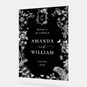 ブルーエレガントガーデンフランスのフローラ結婚ズ歓迎 アクリルサイン (傾斜)