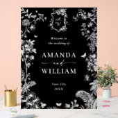 ブルーエレガントガーデンフランスのフローラ結婚ズ歓迎 アクリルサイン (ウェディング)