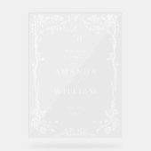 ブルーエレガントガーデンフランスのフローラ結婚ズ歓迎 アクリルサイン (正面)