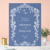 ブルーエレガントガーデンフランスのフローラ結婚ズ歓迎 アクリルサイン (ウェディング)