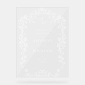 ブルーエレガントガーデンフランスのフローラ結婚ズ歓迎 アクリルサイン (正面)