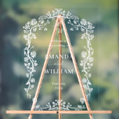 ブルーエレガントガーデンフランスのフローラ結婚ズ歓迎 アクリルサイン (ニュートラル)