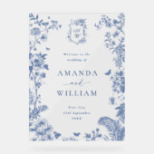 ブルーエレガントガーデンフランスのフローラ結婚ズ歓迎 アクリルサイン (正面)