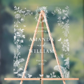 ブルーエレガントガーデンフランスのフローラ結婚ズ歓迎 アクリルサイン (ニュートラル)