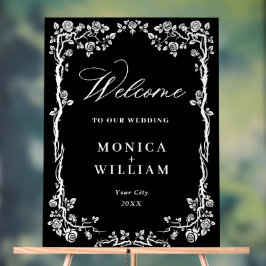 ブルーエレガントガーデンフランスのフローラ結婚ズ歓迎 アクリルサイン