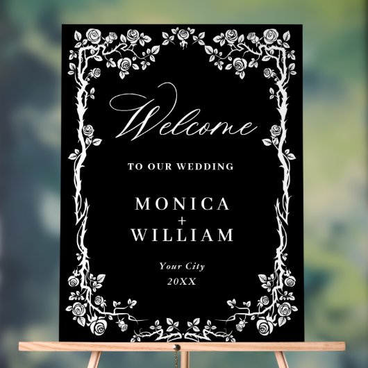 ブルーエレガントガーデンフランスのフローラ結婚ズ歓迎 アクリルサイン (ニュートラル)