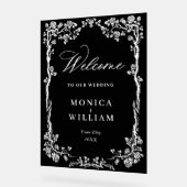 ブルーエレガントガーデンフランスのフローラ結婚ズ歓迎 アクリルサイン (傾斜)