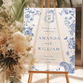 ブルーエレガントガーデンフランスのフローラ結婚ズ歓迎 アクリルサイン