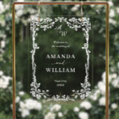 ブルーエレガントガーデンフランスのフローラ結婚ズ歓迎 アクリルサイン