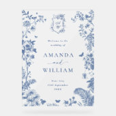 ブルーエレガントガーデンフランスのフローラ結婚ズ歓迎 アクリルサイン (正面)