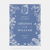 ブルーエレガントガーデンフランスのフローラ結婚ズ歓迎 アクリルサイン (正面)