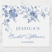 ブルーエレガントガーフランスのデンフローラブライダルシャワー スパークリングワインラベル (シングルラベル)