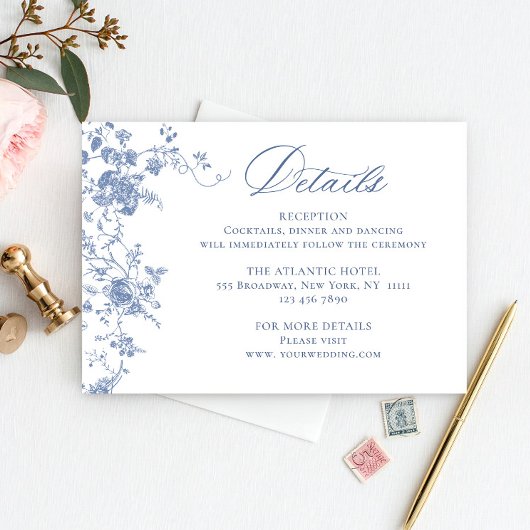 ブルーエレガントガーフランスのデンフローラ結婚ズ詳細 エンクロージャーカード