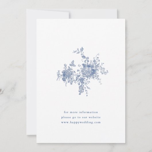 ブルーエレガントガーフランスのデン婚約パーティ 招待状 (裏面)