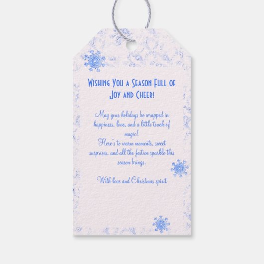 ブルーエレガントキッチュウォーターカラーディツィーホリデイ ギフトタグ (裏面)