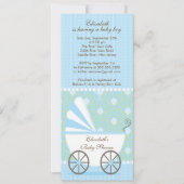 ブルーエレガントキャリッジボーイベビーシャワー招待状 招待状 (正面)