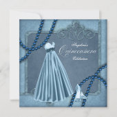 ブルーエレガントキンセアニェラ招待状 招待状 (正面)