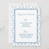 ブルーエレガントクラシックの結婚式カードとギフトサイン (正面)