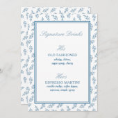 ブルーエレガントクラシックの結婚式カードとギフトサイン (正面/裏面)