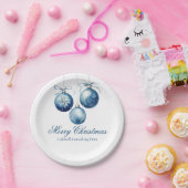 ブルーエレガントクリスマスオーナメント会社パーティー ペーパープレート (パーティー)