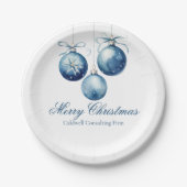 ブルーエレガントクリスマスオーナメント会社パーティー ペーパープレート (正面)