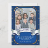 ブルーエレガントクリスマスフォトホリデーカード シーズンカード (正面)
