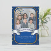ブルーエレガントクリスマスフォトホリデーカード シーズンカード (スタンド正面)