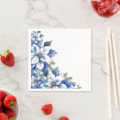 ブルーエレガントクリスマスポインセチア・カクテル スタンダードカクテルナプキン (インサイチュ)